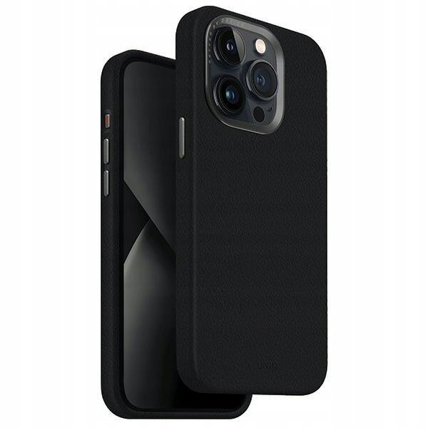 UNIQ LYDEN (VEGAN LEATHER) PROTECTIVE LEATHERETTE CASE WITH ALUMINIUM CAMERA BEZEL MADE FOR IPHONE 15 PRO | BLACK